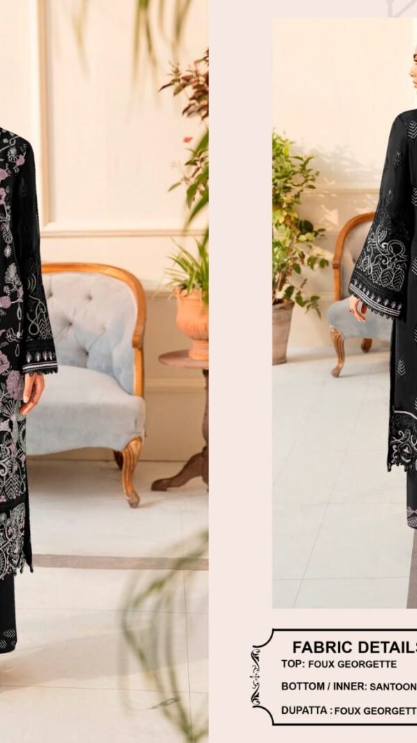 Black Colour Foux Georgette With Heavy Embroidery Suits