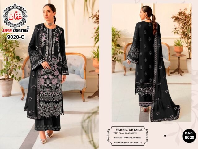 Black Colour Foux Georgette With Heavy Embroidery Suits