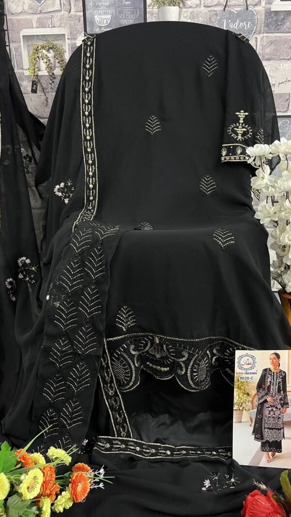 Black Colour Foux Georgette With Heavy Embroidery Suits