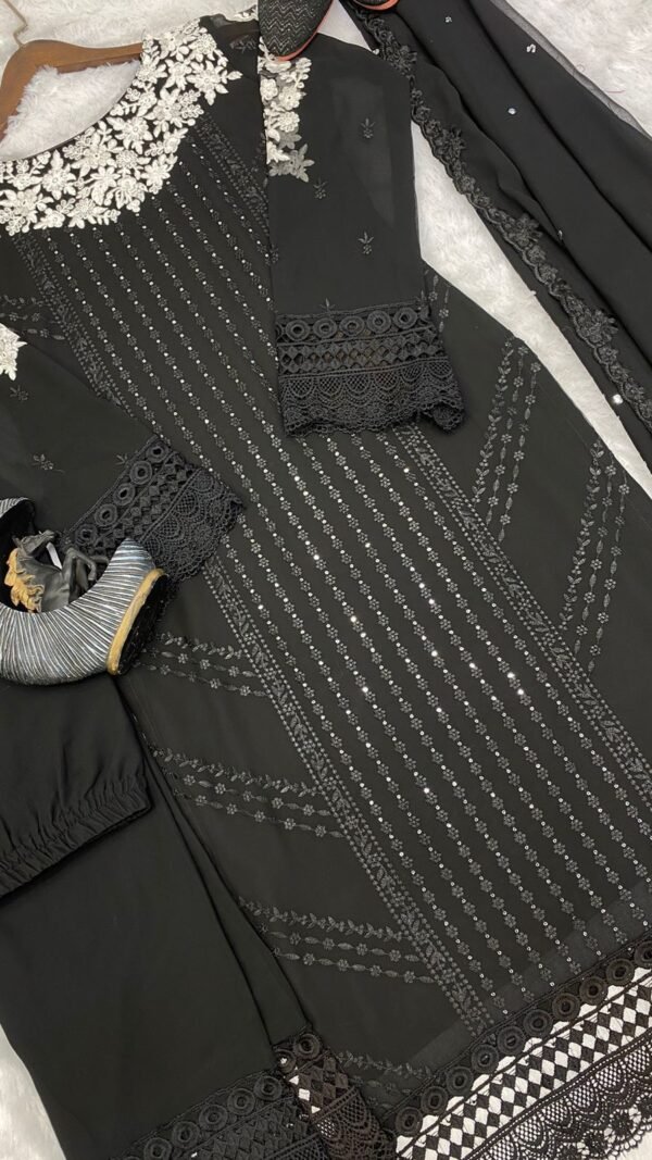 Black Colour GEORGETTE WITH SEQUENCE EMBROIDERY WORK Suit