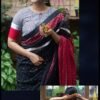 Black Colour Plain Linen Sarees