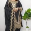 Black Colour Pure Chinnon Silk With Heavy Embroidery Suit
