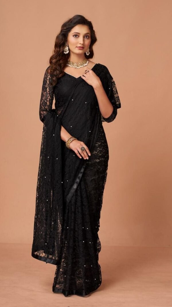 Black Colour SOFT NET SAREE