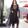 Black Colour Two tone Slub Gold print Kurtis