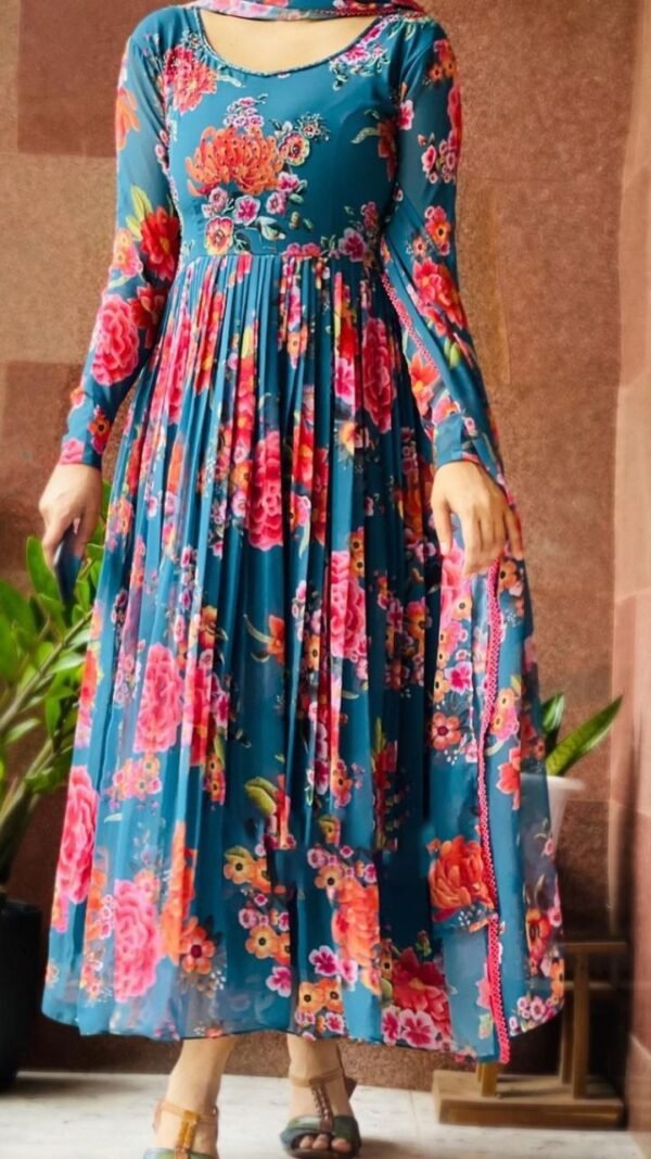 Blue Colour Fox Gorgette Dresses