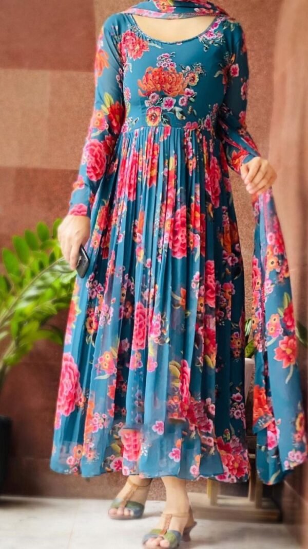 Blue Colour Fox Gorgette Dresses