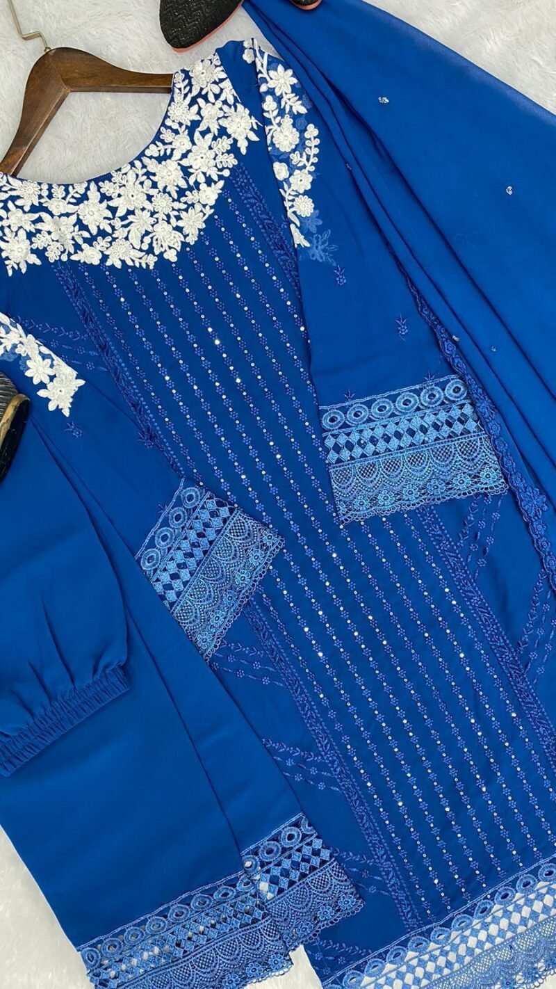 Blue Colour GEORGETTE WITH SEQUENCE EMBROIDERY WORK Suit