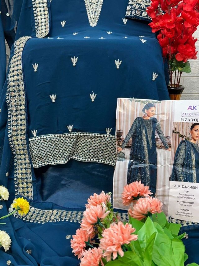 Blue Colour Georgette With Heavy Embroidered Suits