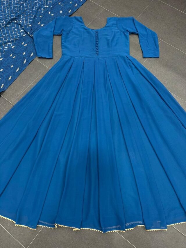 Blue Colour Gorgette Embroidery with Sequnce Dresses
