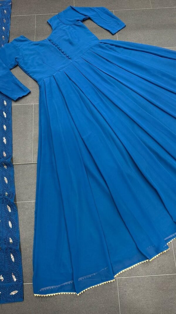 Blue Colour Gorgette Embroidery with Sequnce Dresses