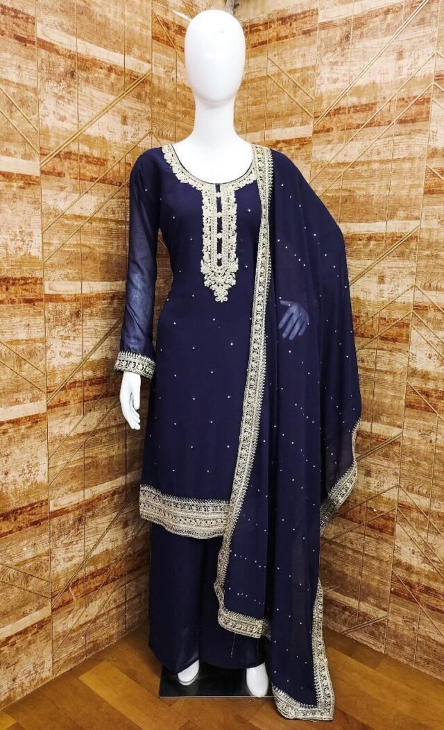 Blue Colour Heavy Georgett With Sequence Suits