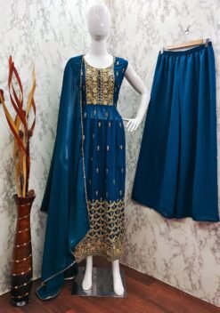 Blue Colour New Party Wear Readymade Collection Suit