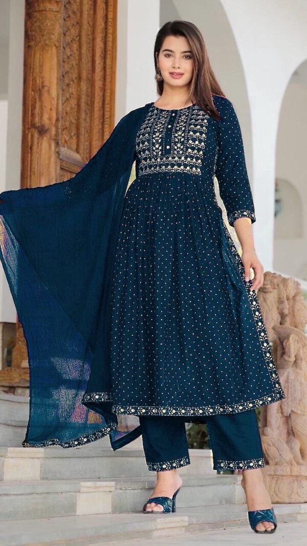 Blue Colour New Reyon beautiful suit