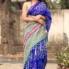Blue Colour PURE MULMUL COTTON GADHWAL Sarees