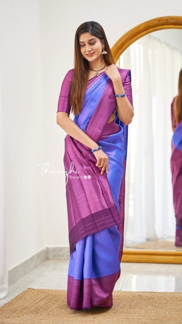 Blue Colour SOFT LICHI SILK CLOTH Sarees