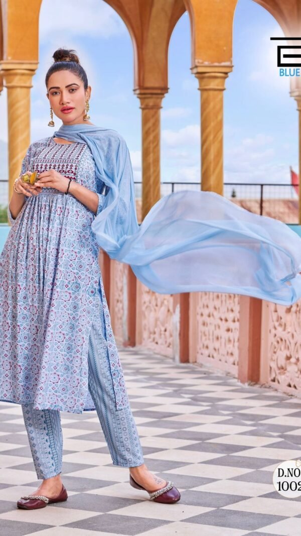 Blue Grey Colour Ready to Wear Dresses