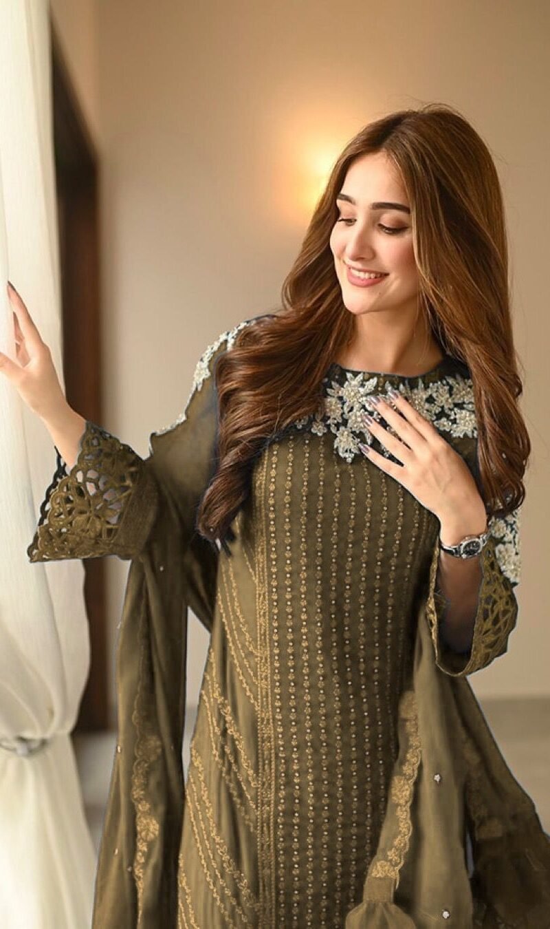 Brown Colour GEORGETTE WITH SEQUENCE EMBROIDERY WORK Suit