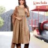 Brown Colour Two tone Slub Gold print Kurtis