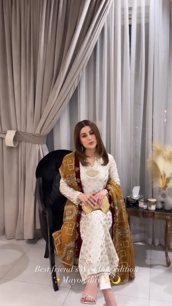Brown White Colour FAUX GEORGETTE Suit