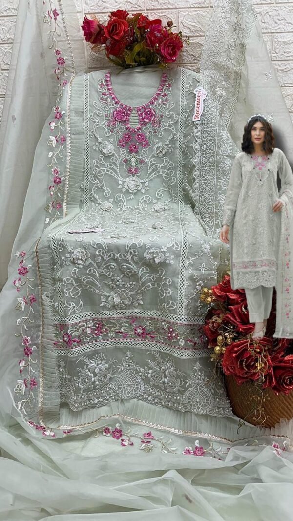 Dark Grey Colour ORGANZA EMBROIDERED Suits