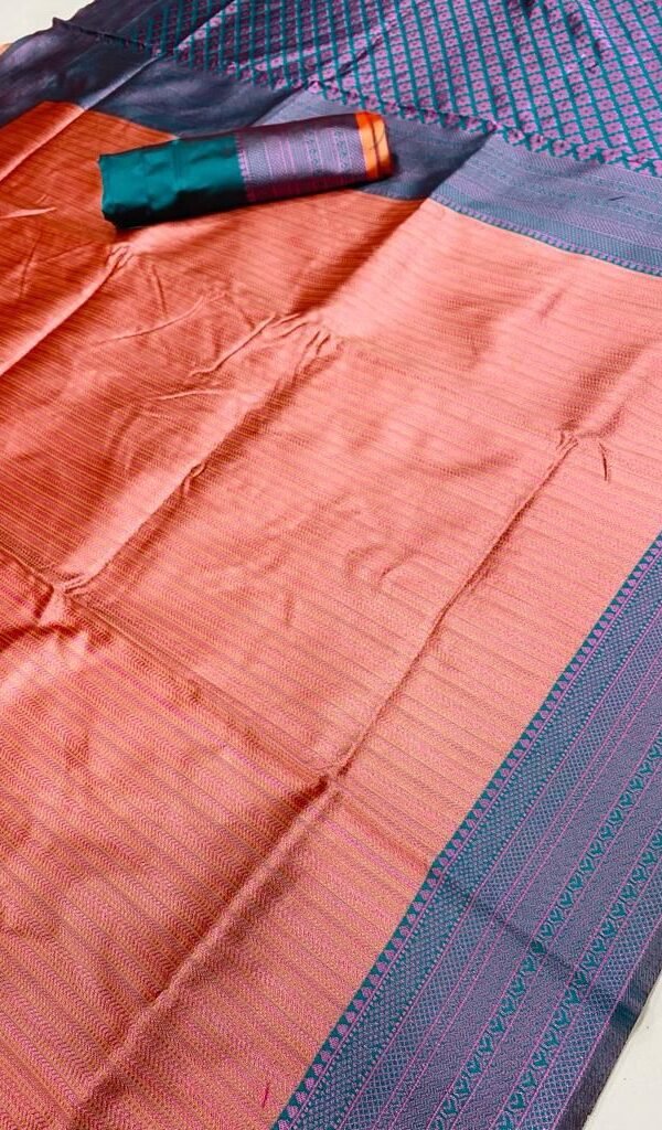 Dark Orange Colour SOFT LICHI SILK CLOTH Sarees