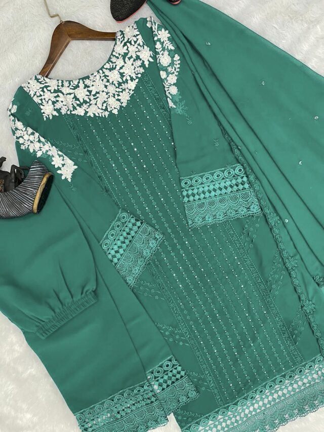 Green Colour GEORGETTE WITH SEQUENCE EMBROIDERY WORK Suit