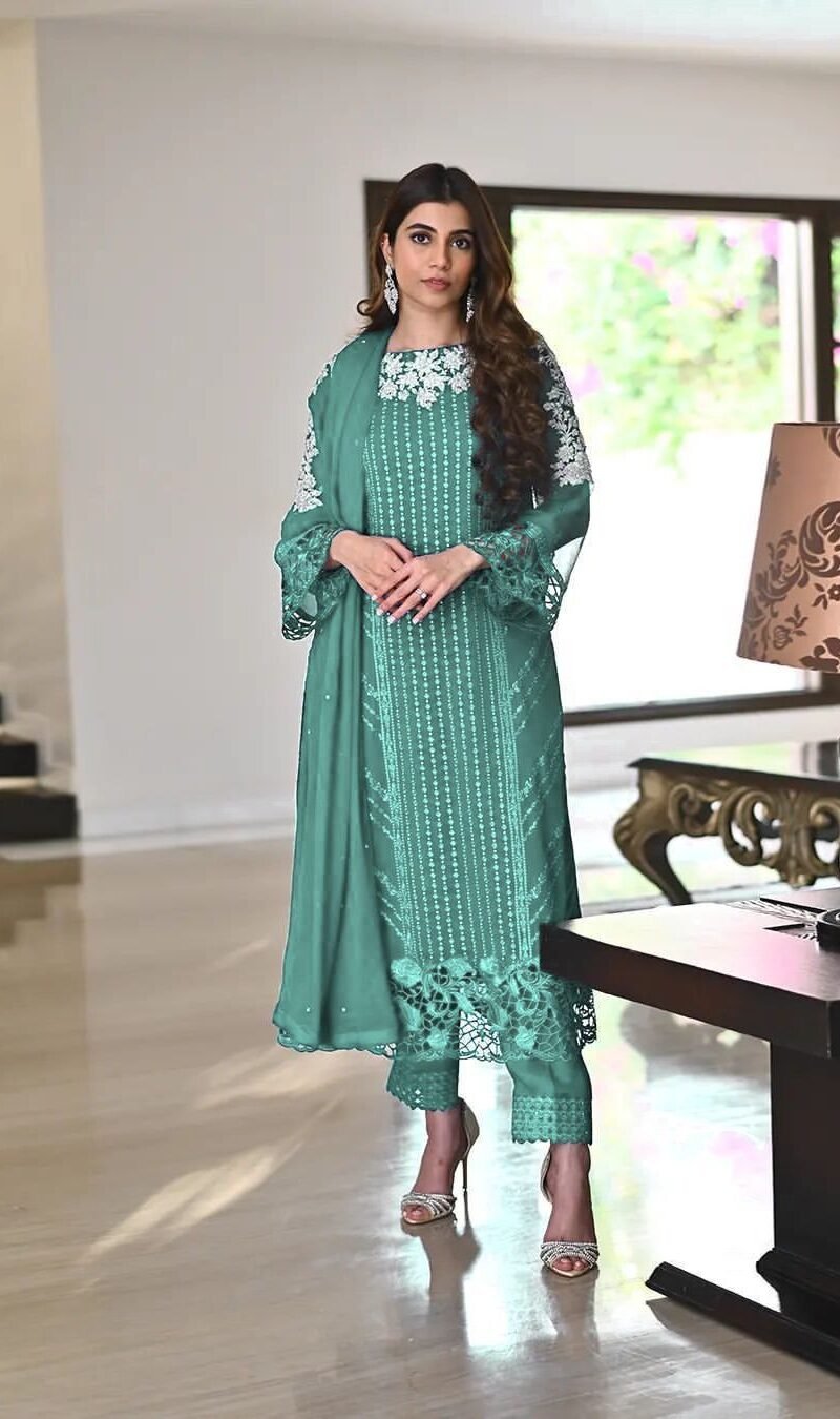 Green Colour GEORGETTE WITH SEQUENCE EMBROIDERY WORK Suit