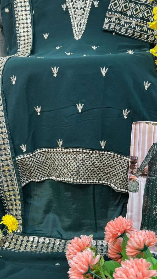 Green Colour Georgette With Heavy Embroidered Suits
