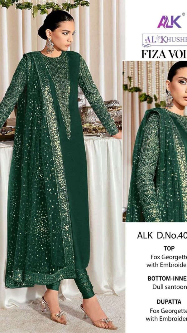 Green Colour Georgette With Heavy Embroidered Suits