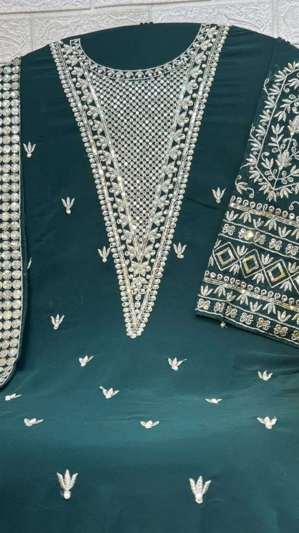 Green Colour Georgette With Heavy Embroidered Suits