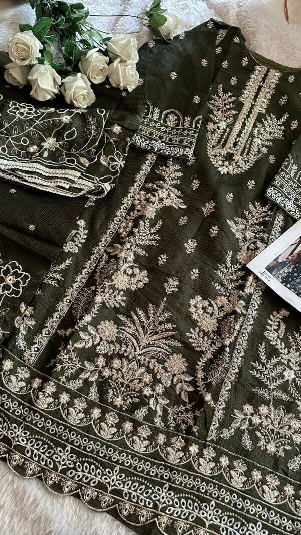 Green Colour Georgette very heavy embroidered Suits