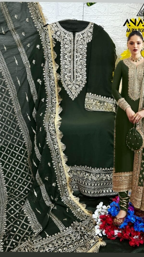 Green Colour Heavy Pure Fox Georgette Suits