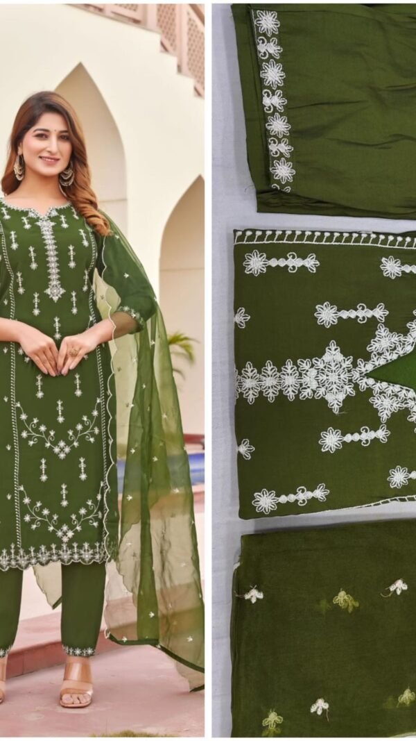 Green Colour Viscos Roman Silk Dresses