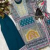 Grey Blue Colour Maslin Printed,Embroidered Suit