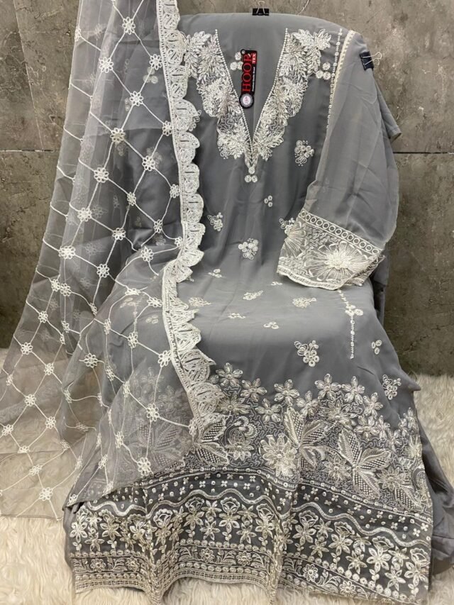 Grey Colour FOX GEORGETTE Suits