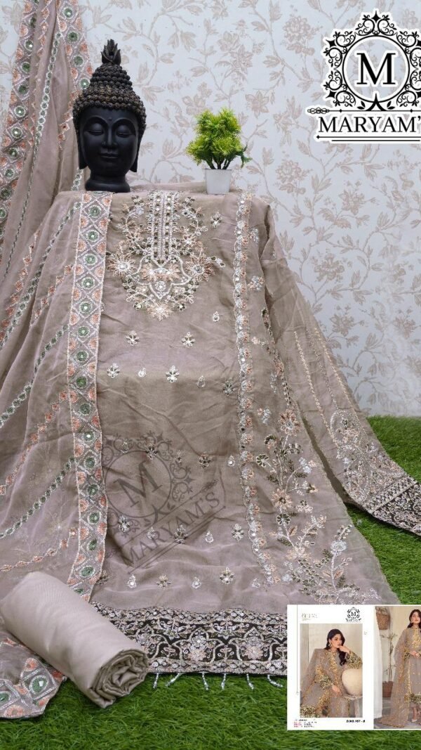 Grey Colour Heavy Soft Organza Suits