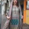Grey Colour Maslin Printed,Embroidered Suit