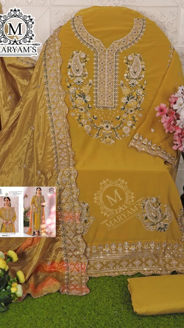 Haldee Colour Heavy Faux Georgette With Embroidery Work