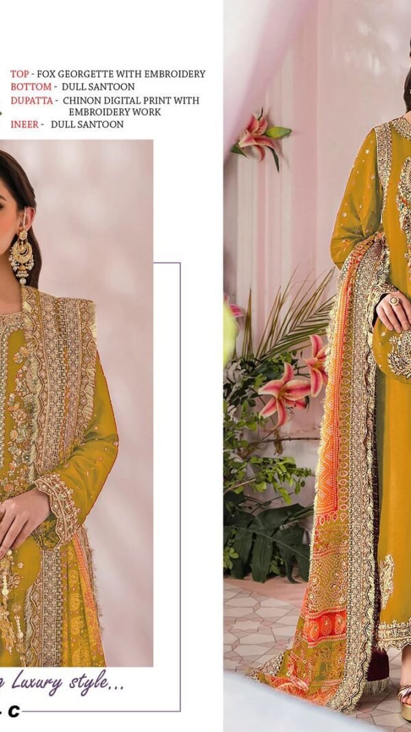 Haldee Colour Heavy Faux Georgette With Embroidery Work