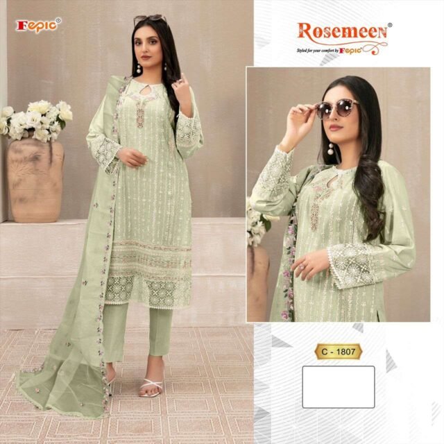 Light Green Colour Georgette Embroidered Suits