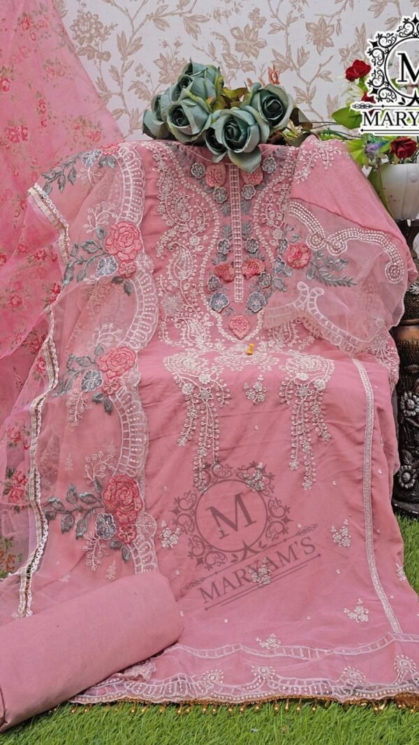 Light Meganta Colour Heavy Fox Georgette With Embroidery Suits