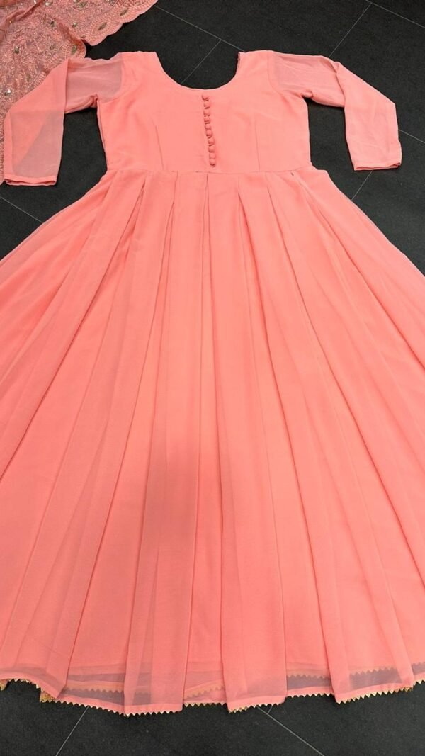 Light Orange Colour Gorgette Embroidery with Sequnce Dresses