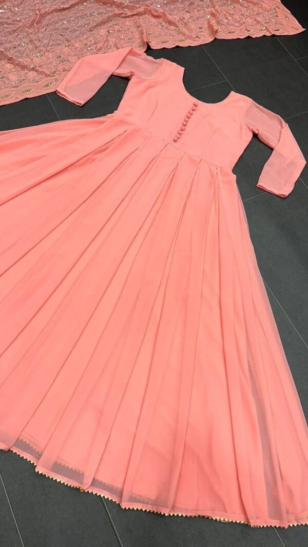 Light Orange Colour Gorgette Embroidery with Sequnce Dresses