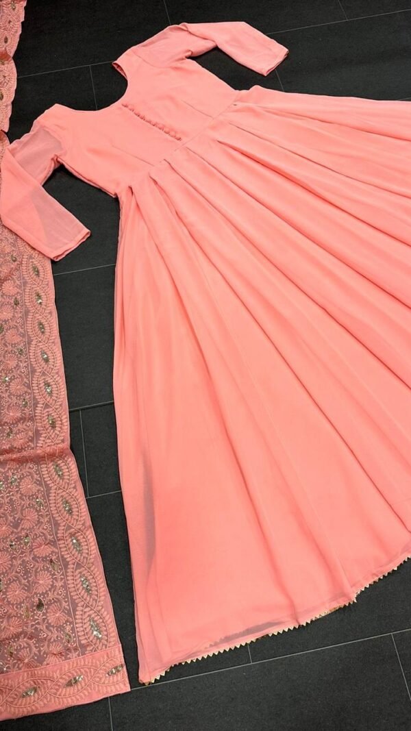 Light Orange Colour Gorgette Embroidery with Sequnce Dresses