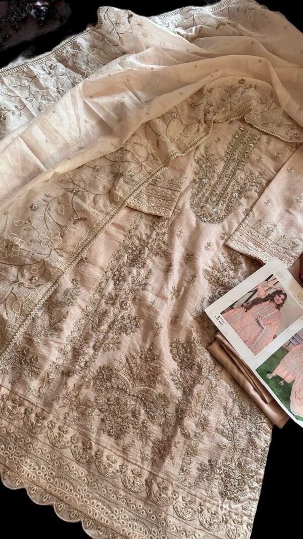 Light Orenge Colour Georgette very heavy embroidered Suits