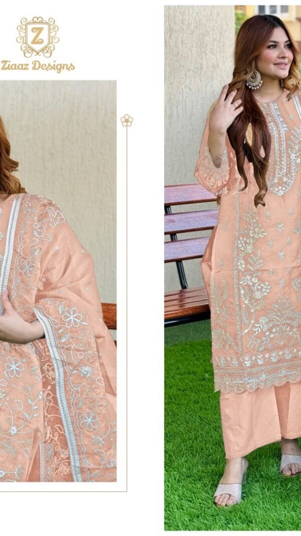 Light Orenge Colour Georgette very heavy embroidered Suits