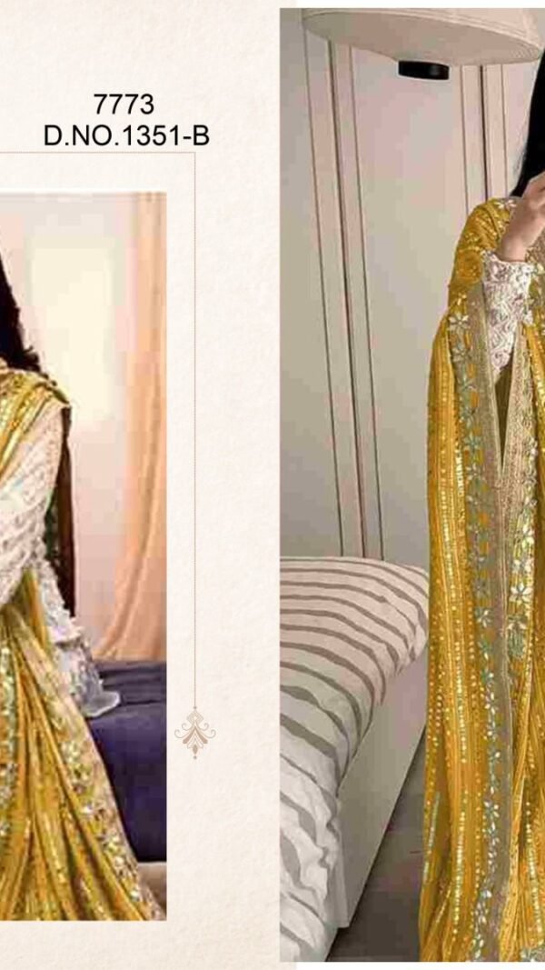 Light Yellow Colour HEAVY FOX GEORGETTE EMBROIDERED Suits