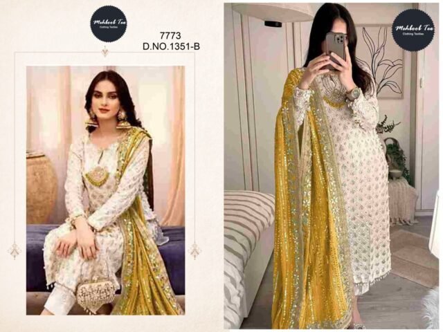 Light Yellow Colour HEAVY FOX GEORGETTE EMBROIDERED Suits