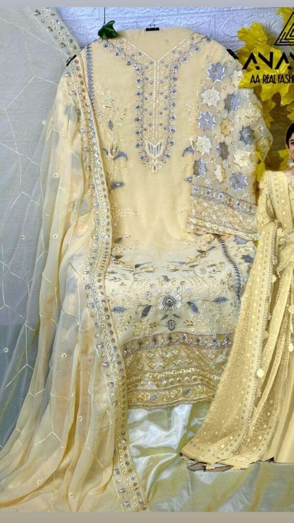 Light Yellow Colour Heavy Pure Fox Georgette Suits