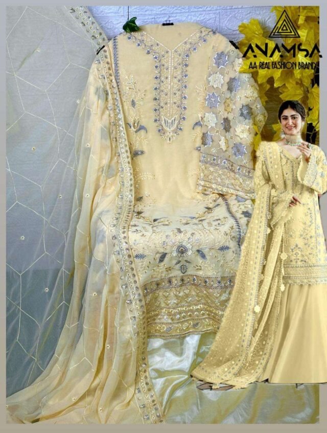 Light Yellow Colour Heavy Pure Fox Georgette Suits